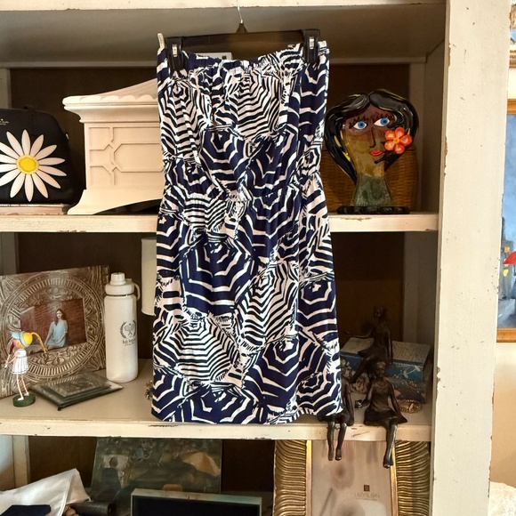 Lilly Pulitzer Atwood Strapless Tube Dress Coverup  Small  Navy Oh Cabana Boy S - Picture 3 of 4